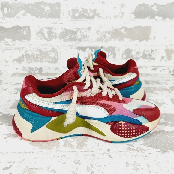 Puma RS-X Multicolor Lace-Up Puzzle Cabernet Shoes K925 - Picture 3 of 12